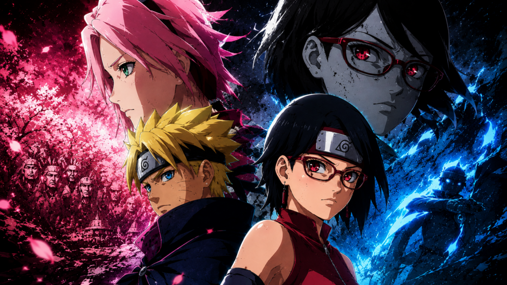 boruto two blue vortex-sarada uchiha-sakura haruno-naruto-boruto mangá-mangekyo sharingan-anime boruto-sarada e boruto-masashi kishimoto-anime naruto